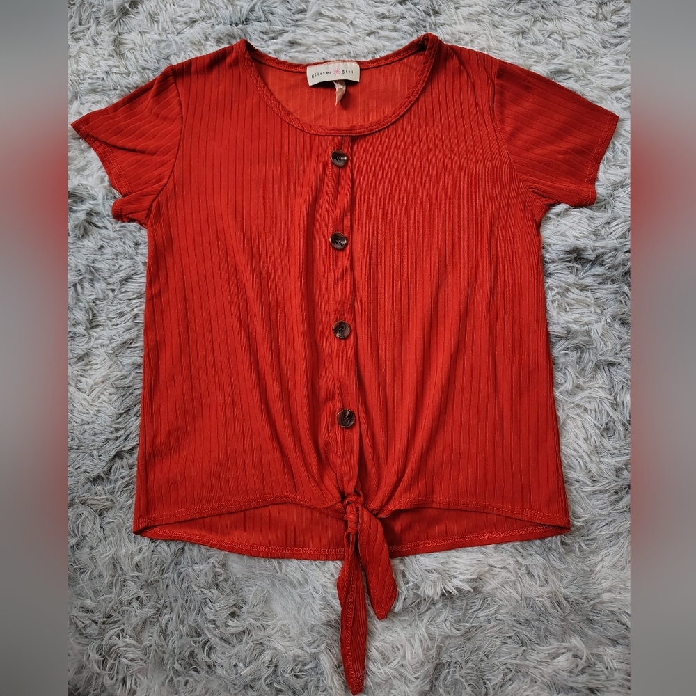Glitter Girl Size 14/16 Burnt Orange Short-sleeve Top - Picture 3 of 8